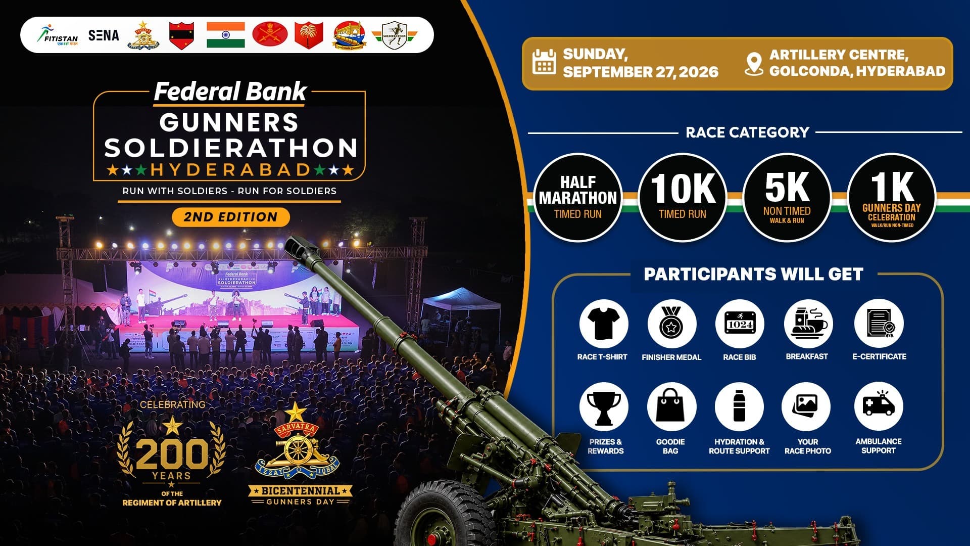 Federal Bank Gunners Soldierathon Hyderabad 2nd Edition, Sunday, 27th September 2026
